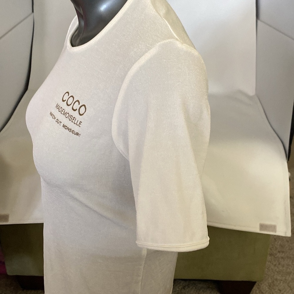 Chanel Coco Employee Sheer Shirt Top short sleeve size large - Picture 4 of 15